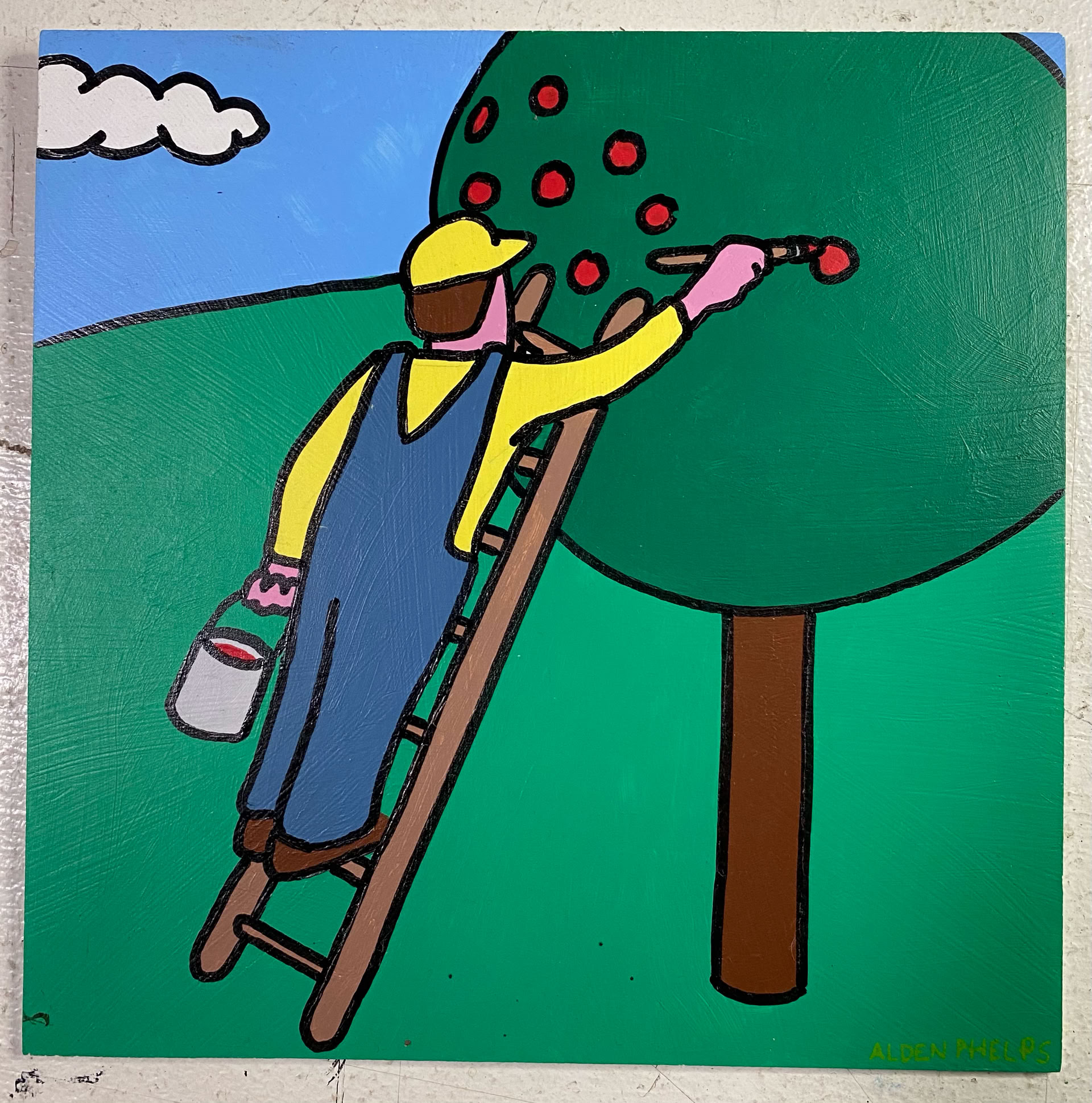 "Apple Tree" - acrylic on vinyl board; 8"x8"; $50